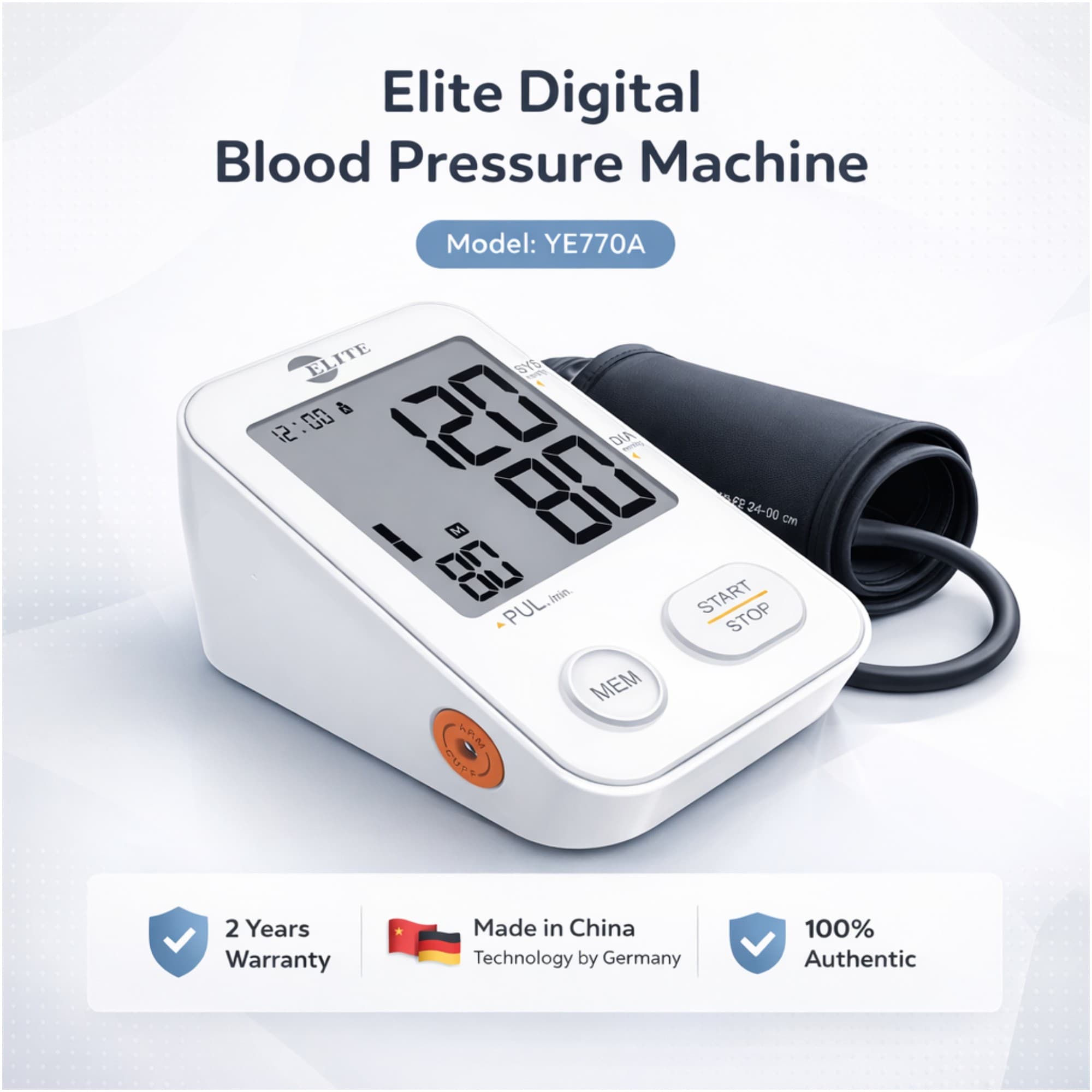 ELITE DIGITAL BLOOD PRESSURE MACHINE YE770A