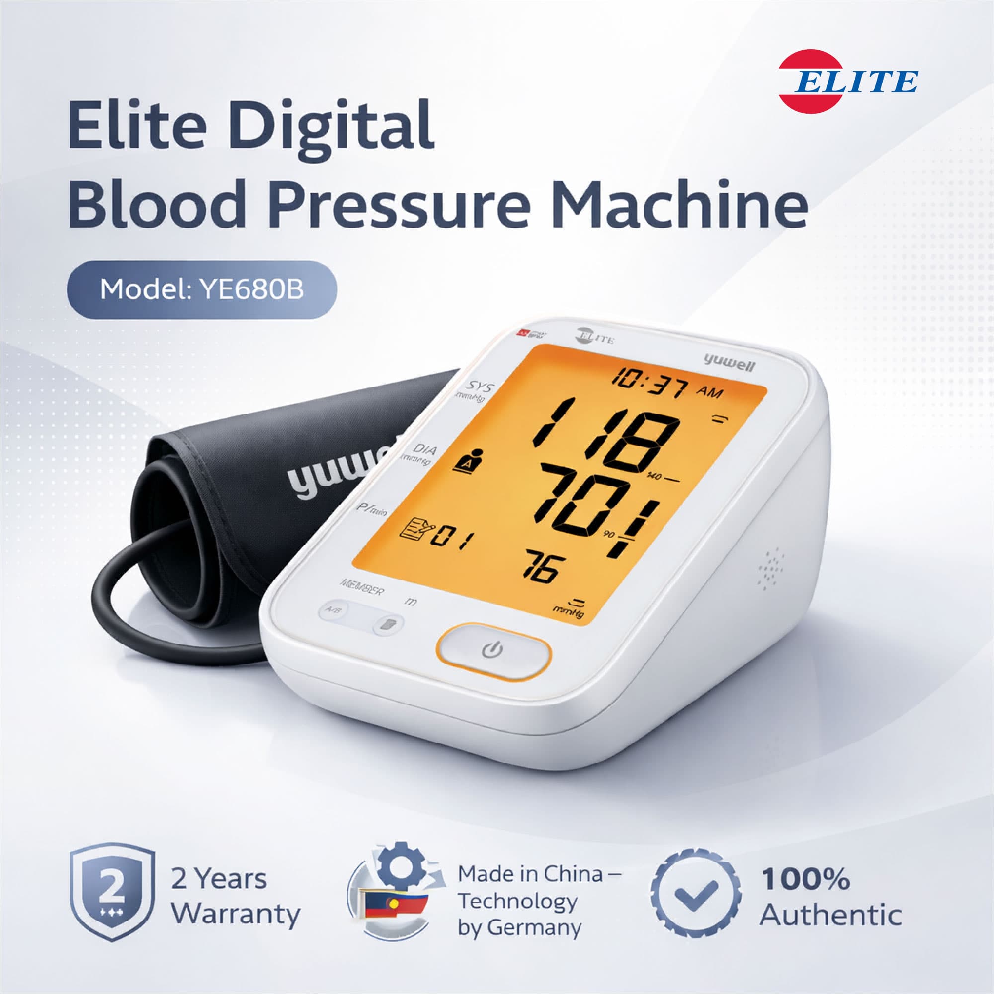 ELITE DIGITAL BLOOD PRESSURE MACHINE (YE680B)